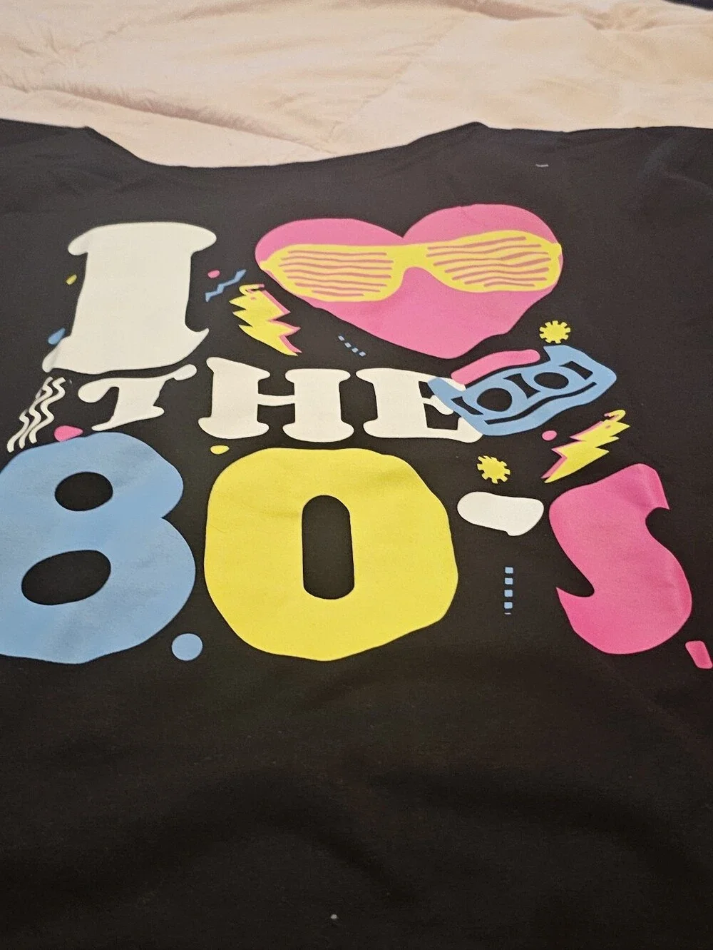 I Heart The 80s Neon Graphic Party Shirt - Black